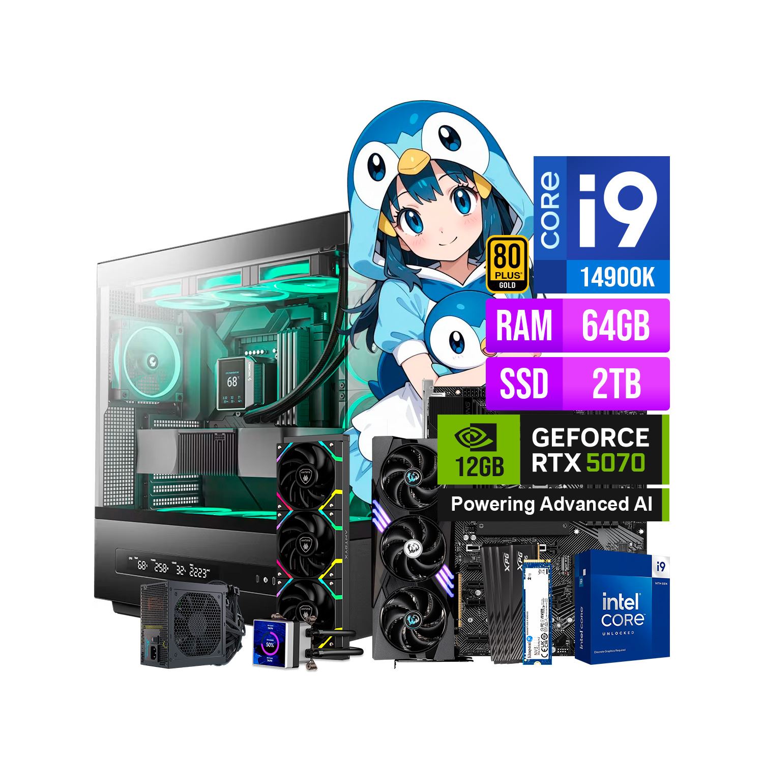 COMPUTADORA PC GAMER INTEL CORE I9 14900K 64GB SSD 2TB NVIDIA RTX 5070 12GB